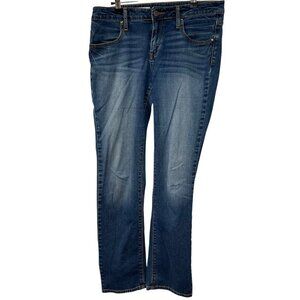 Pilcro for Anthropologie Low Rise Straight Jeans Stretch Size 30 Blue Light Wash